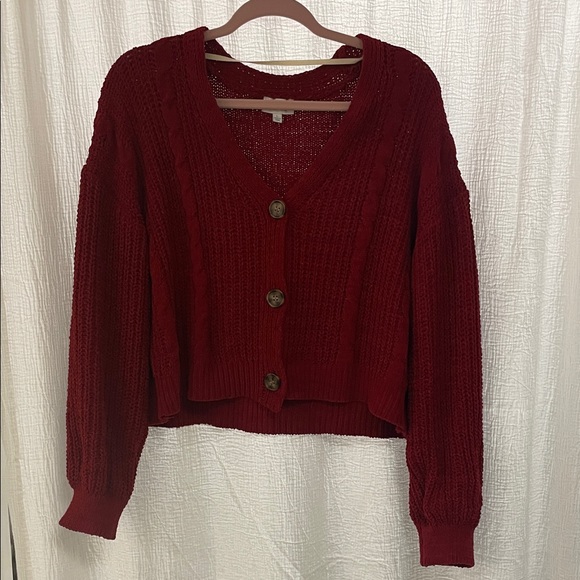 True Craft Deep Red Cardigan Sweater - Picture 1 of 6